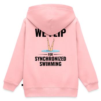 Humorvolle Beine Ertrinken Synchronschwimmen - Kinder Premium Organic Zip Hoodie - Rosa - Hinten - AI Model Kid Female (0cm)