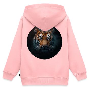 Intensiver Tigerporträt mit leuchtenden Augen - Kinder Premium Organic Zip Hoodie - Rosa - Hinten - AI Model Kid Female (0cm)
