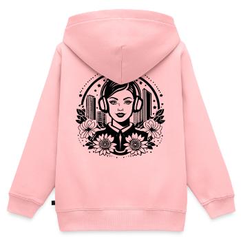 Subkultur, Stil – Frau, Kopfhörer, Treffpunkt - Kinder Premium Organic Zip Hoodie - Rosa - Hinten - AI Model Kid Female (0cm)