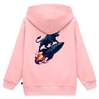Stock Bull Bull Chart Profit Rocket Gift - Sweat Premium à capuche zippé enfant bio - rose - Dos - AI Model Kid Female (0cm)