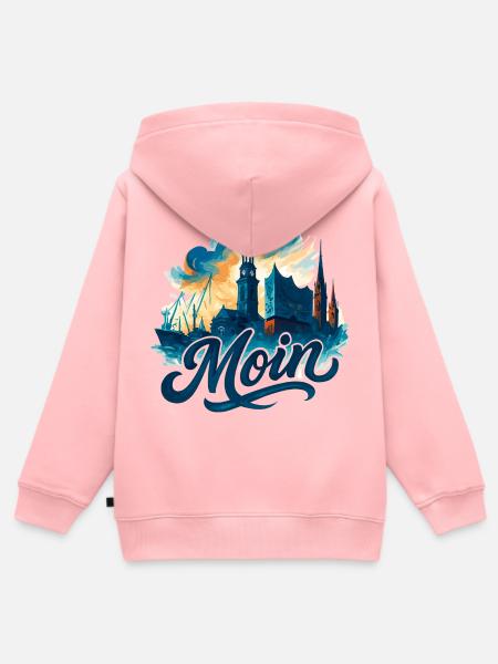 Hamburg Moin Stadt Silhouette maritim Geschenk - Kinder Premium Organic Zip Hoodie - Rosa