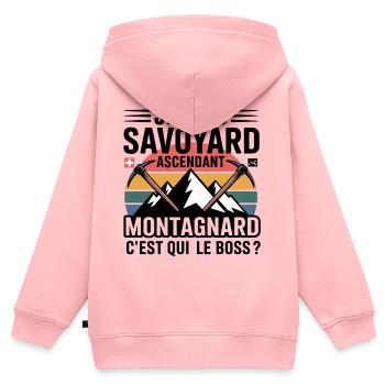 Montagne et Pic de Cime, Surnom d'Ascension - Sweat Premium à capuche zippé enfant bio - rose - Dos - AI Model Kid Female (0cm)