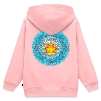 Holy Flame Mandala Design Ibiza - Sweat Premium à capuche zippé enfant bio - rose - Dos - AI Model Kid Female (0cm)