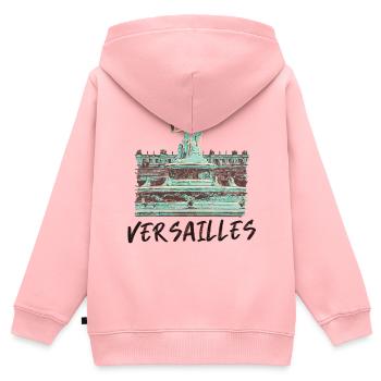 Versailles célèbre Fontaine baroque - Sweat Premium à capuche zippé enfant bio - rose - Dos - AI Model Kid Female (0cm)