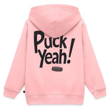 Puck Yeah Eishockey Spruch Hockey Puck Grafik - Kinder Premium Organic Zip Hoodie - Rosa - Hinten - AI Model Kid Female (0cm)