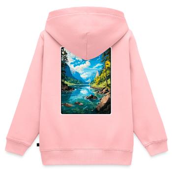 Bohinjer See, Slowenien, Azurgebirge, See, Aussicht - Kinder Premium Organic Zip Hoodie - Rosa - Hinten - AI Model Kid Female (0cm)