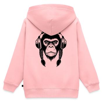 Beatbox Monkey Head Rhythm Crew Edition T-shirt - Sweat Premium à capuche zippé enfant bio - rose - Dos - AI Model Kid Female (0cm)