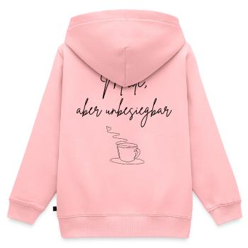 Fatigué mais invincible - Sweat Premium à capuche zippé enfant bio - rose - Dos - AI Model Kid Female (0cm)