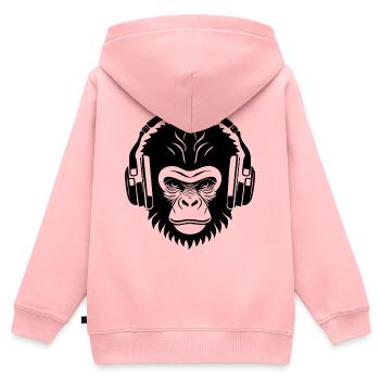 Entspannter Affe Wireless Kopfhörer Café Shirt - Kinder Premium Organic Zip Hoodie - Rosa - Hinten - AI Model Kid Female (0cm)