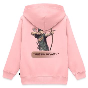 La précision plutôt que la chance - Sweat Premium à capuche zippé enfant bio - rose - Dos - AI Model Kid Female (0cm)
