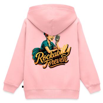 Rockabilly für immer Kohlemikrofon 50er Geschenk - Kinder Premium Organic Zip Hoodie - Rosa - Hinten - AI Model Kid Female (0cm)