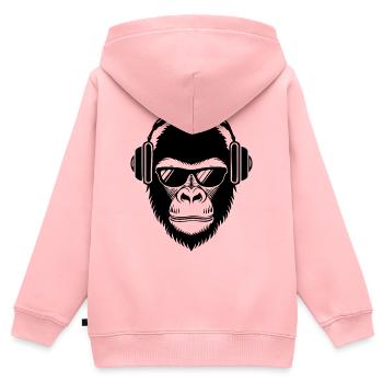 Entspannter Affe Wireless Kopfhörer Café Shirt - Kinder Premium Organic Zip Hoodie - Rosa - Hinten - AI Model Kid Female (0cm)