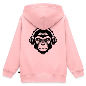 Monkey Head Turntable Vinyle Fan Club Chemise - Sweat Premium à capuche zippé enfant bio - rose - Dos - AI Model Kid Female (0cm)