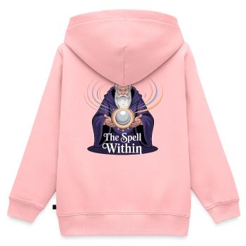 Magicien Sorcier - Sweat Premium à capuche zippé enfant bio - rose - Dos - AI Model Kid Female (0cm)