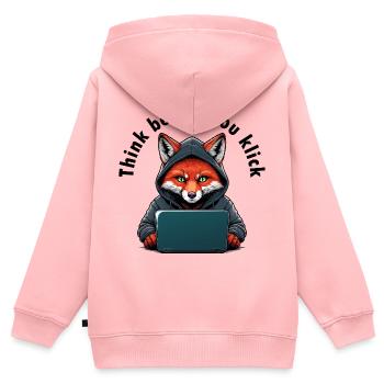 Denk nach bevor du klickst - Cyber Sicherheit - Kinder Premium Organic Zip Hoodie - Rosa - Hinten - AI Model Kid Female (0cm)
