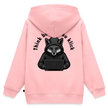 Denk nach bevor du klickst - Cyber Sicherheit - Kinder Premium Organic Zip Hoodie - Rosa - Hinten - AI Model Kid Female (0cm)