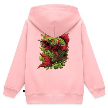 Smaragd-Koi-Wut-Spritzer - Kinder Premium Organic Zip Hoodie - Rosa - Hinten - AI Model Kid Female (0cm)