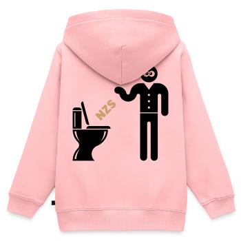 NZS Into the Toilet, Into the Toilet! Opposite Right POS 2C - Kids Premium Organic Zip-up Hoodie - rose - Back - AI Model Kid Female (0cm)