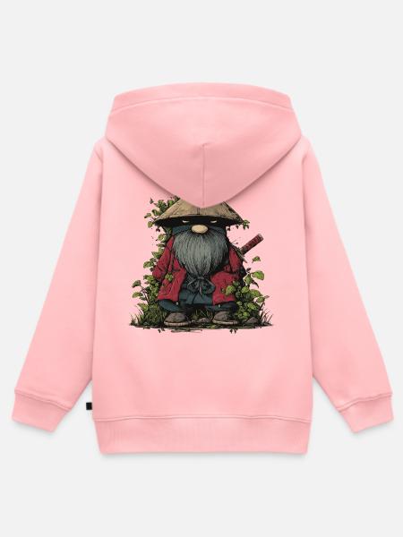 Lustiger Ninja-Gartenzwerg mit Schwert - Kinder Premium Organic Zip Hoodie - Rosa
