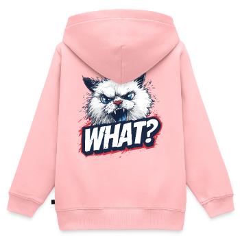 Wütende Katze – What? Design - Kinder Premium Organic Zip Hoodie - Rosa - Hinten - AI Model Kid Female (0cm)