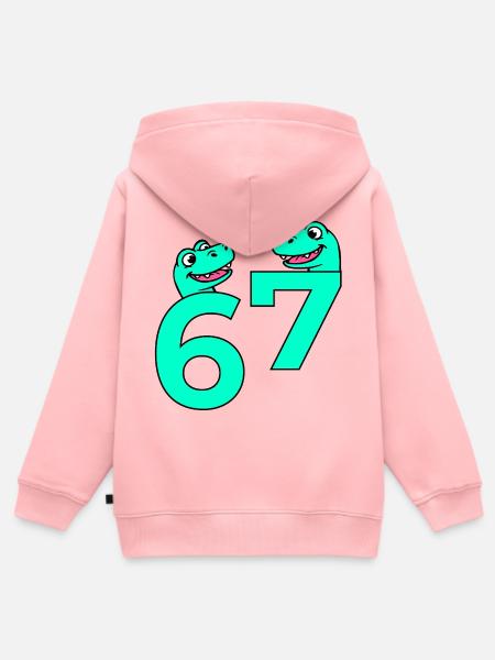 Nummer sieben sechs 67 Tiere - Kinder Premium Organic Zip Hoodie - Rosa