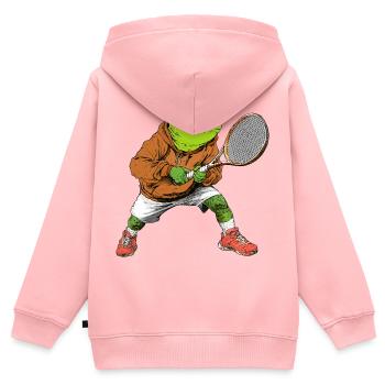 Frösche Tennis - Kinder Premium Organic Zip Hoodie - Rosa - Hinten - AI Model Kid Female (0cm)