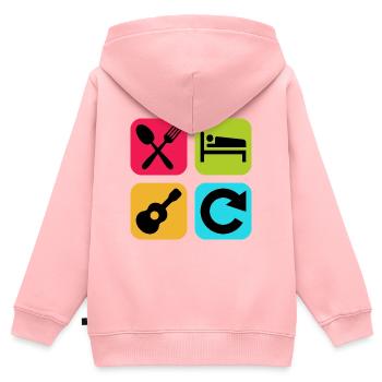 Essen, schlaf, Gitarre wiederholen, lustige Zitatmusik, - Kinder Premium Organic Zip Hoodie - Rosa - Hinten - AI Model Kid Female (0cm)