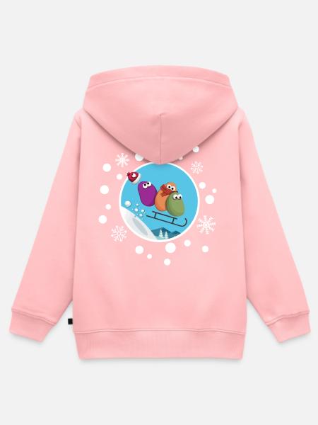 Winter-Schlitten-Humor – Nervenkitzel und Magie - Kinder Premium Organic Zip Hoodie - Rosa