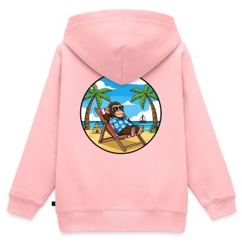 Cool Monkey Beach Vacation Summer Vibes - Kids Premium Organic Zip-up Hoodie - rose - Back - AI Model Kid Female (0cm)