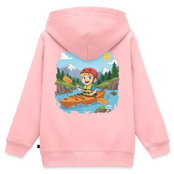 Bouno Abenteuer auf dem Fluss - Kinder Premium Organic Zip Hoodie - Rosa - Hinten - AI Model Kid Female (0cm)