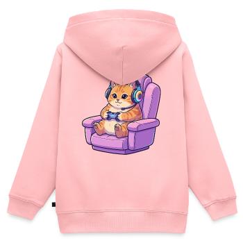 Art de chaise de jeu Gamer Cat Headcase, Art - Sweat Premium à capuche zippé enfant bio - rose - Dos - AI Model Kid Female (0cm)