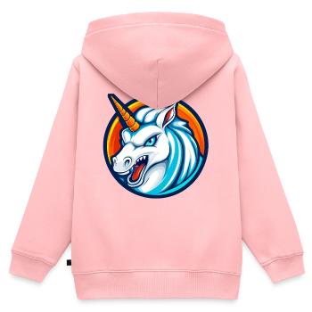 Logo de la mascotte Savage Unicorn Esports - Sweat Premium à capuche zippé enfant bio - rose - Dos - AI Model Kid Female (0cm)