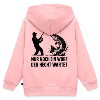 Un piquet, attendant un lancer, cadeau pour pêcheur - Sweat Premium à capuche zippé enfant bio - rose - Dos - AI Model Kid Female (0cm)