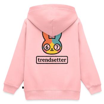 Bunny 67: Trendsetter - Kinder Premium Organic Zip Hoodie - Rosa - Hinten - AI Model Kid Female (0cm)