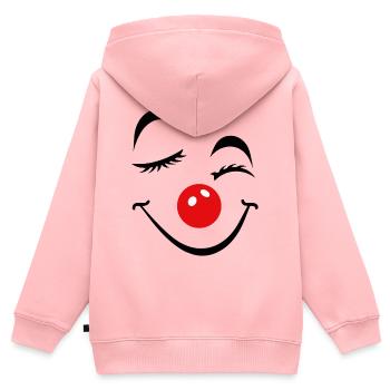 Fröhliches Clown Gesicht Karneval Fasnet Fasching - Kinder Premium Organic Zip Hoodie - Rosa - Hinten - AI Model Kid Female (0cm)