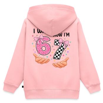Ich war 6 jetzt bin ich 7 - siebter Geburtstag - Kinder Premium Organic Zip Hoodie - Rosa - Hinten - AI Model Kid Female (0cm)