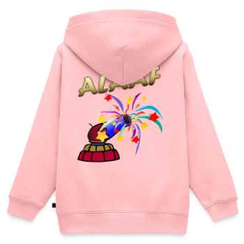 Carnaval des Feux d’Artifice du Carnaval d’Alaaf - Sweat Premium à capuche zippé enfant bio - rose - Dos - AI Model Kid Female (0cm)