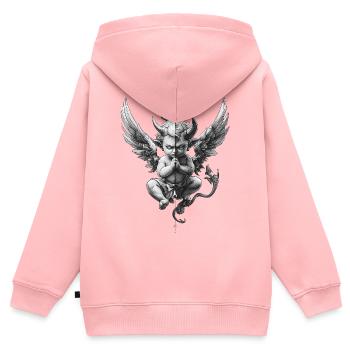 Anges et Démons : Noir et Blanc - Sweat Premium à capuche zippé enfant bio - rose - Dos - AI Model Kid Female (0cm)