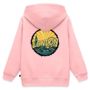 Insigne rétro du London City Skyline Tower Bridge - Sweat Premium à capuche zippé enfant bio - rose - Dos - AI Model Kid Female (0cm)