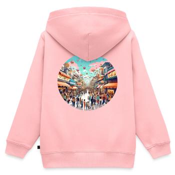 Ballonfest Straßenszene - Kinder Premium Organic Zip Hoodie - Rosa - Hinten - AI Model Kid Female (0cm)