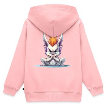 Lapin Mohawk en colère - Sweat Premium à capuche zippé enfant bio - rose - Dos - AI Model Kid Female (0cm)