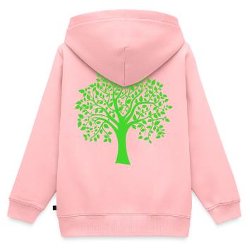 Icon Green Jumbo Tree Print Silhouette - Kinder Premium Organic Zip Hoodie - Rosa - Hinten - AI Model Kid Female (0cm)