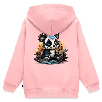 Charme de bloc de construction Panda - Sweat Premium à capuche zippé enfant bio - rose - Dos - AI Model Kid Female (0cm)