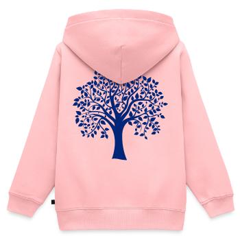 Basis-Blau-Jumbo-Baum-Print-Silhouette - Kinder Premium Organic Zip Hoodie - Rosa - Hinten - AI Model Kid Female (0cm)