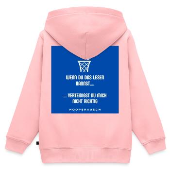 Lesen oder Verteidigen Spruch Hoopsrausch - Kinder Premium Organic Zip Hoodie - Rosa - Hinten - AI Model Kid Female (0cm)