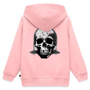 Crâne avec voile en filet - Sweat Premium à capuche zippé enfant bio - rose - Dos - AI Model Kid Female (0cm)