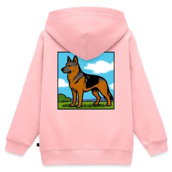 Deutscher Schäferhund Rassehund Geschenk - Kinder Premium Organic Zip Hoodie - Rosa - Hinten - AI Model Kid Female (0cm)