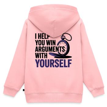 Hypnotiseur Je t’aide à gagner des disputes avec toi-même - Sweat Premium à capuche zippé enfant bio - rose - Dos - AI Model Kid Female (0cm)