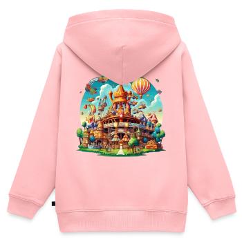 Fantasiepark Luftschiff-Karussell - Kinder Premium Organic Zip Hoodie - Rosa - Hinten - AI Model Kid Female (0cm)