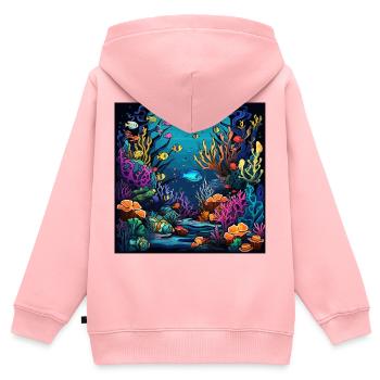 Korallenriff Unterwasserwelt - Kinder Premium Organic Zip Hoodie - Rosa - Hinten - AI Model Kid Female (0cm)